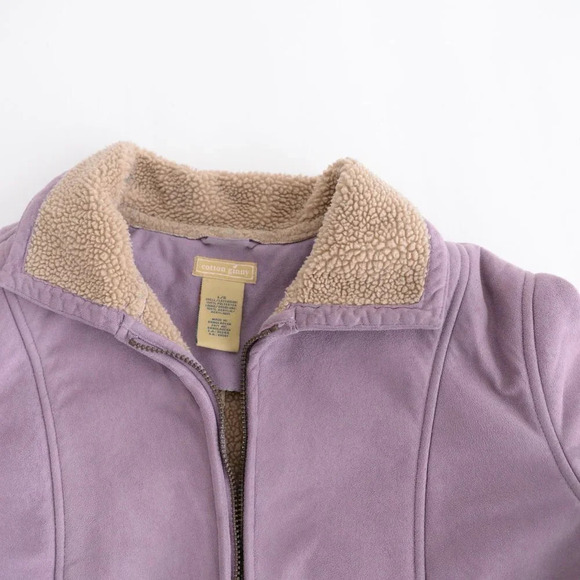 Vintage Cotton Ginny Lilac Faux  Sherpa Jacket Large - Picture 12 of 13